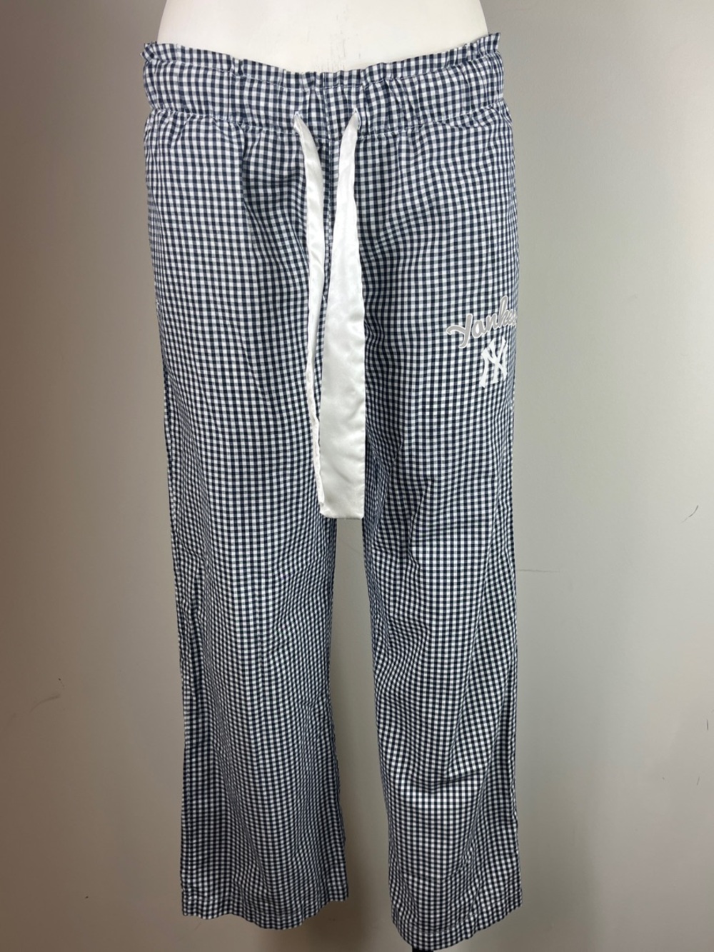 NY Yankees Gingham Drawstring Lounge Pants